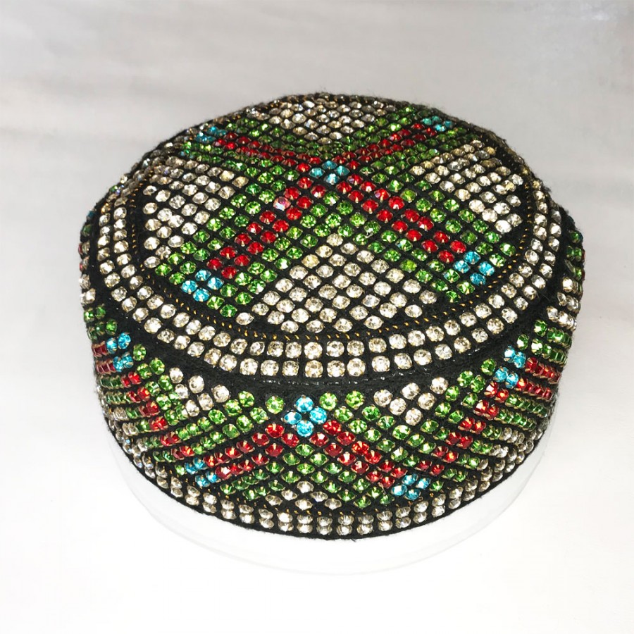 Multi Color Round Full Sindhi Nagina / Zircon Cap or Topi MKC-938